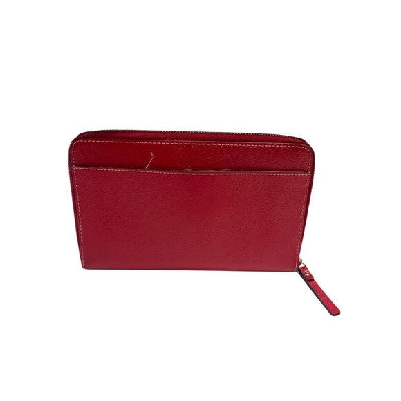 Kate Spade Grand Street Zip Around Travel Bifold Wallet Red Leather Organizer - Picture 3 of 6